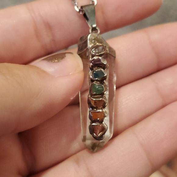 Quartz Crystal Point Chakra Necklace - Picture 5 of 5